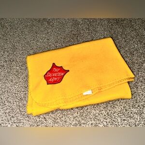 Vintage Salvation Army Yellow Fleece Blanket with Logo
